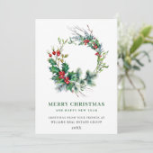 お祭り気分のホリーデコレーション クリスマス 法人向け年賀状 (スタンド正面)