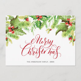 お祭り気分のホリーデコレーション ミスティルテーのクリスマスグリーティング シーズンカード