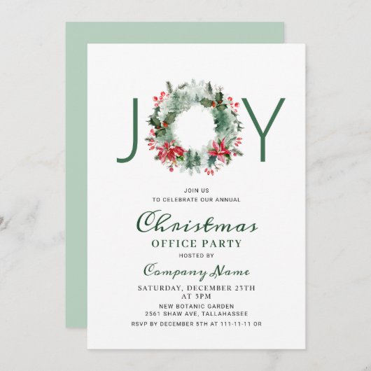 お祭り気分のホーリーなクリスマス企業ハolidayパーティー 招待状 (正面/裏面)