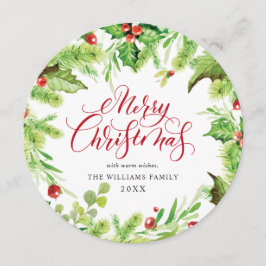 お祭り気分のホーリーベリーとミステルtoeのクリスマスグリーティング シーズンカード