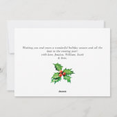 お祭り気分のホーリーベリーとミステルtoeのクリスマスメッセージ シーズンカード (裏面)