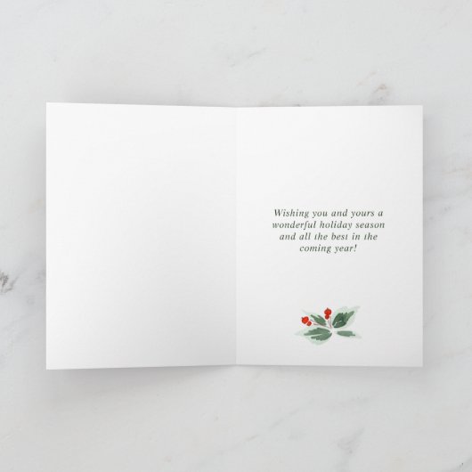 お祭り気分のホーリーベリーのリースのクリスマスグリーティング シーズンカード (内部)