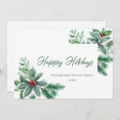 お祭り気分のホーリーベリーの枝のクリスマス企業 シーズンカード (正面/裏面)