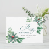 お祭り気分のホーリーベリーの枝のクリスマス コーポレート シーズンカード (スタンド正面)