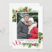 お祭り気分のホーリーベリークリスマスグリーティング写真 シーズンカード (正面/裏面)