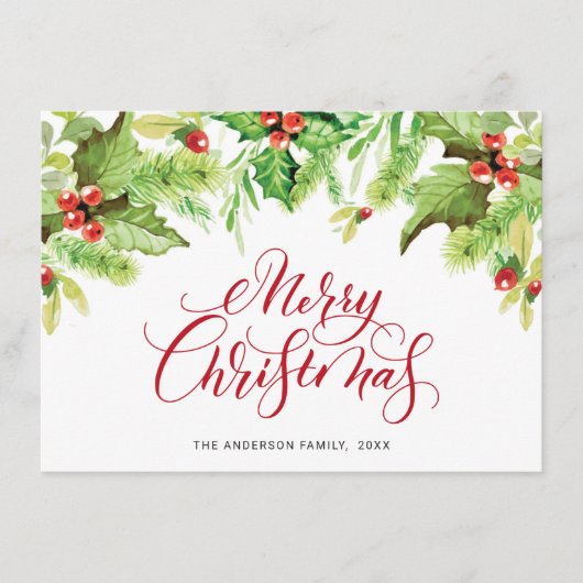 お祭り気分のホーリー ベリー ミストル ティー クリスマス グリーティング (正面)