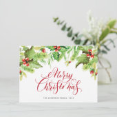 お祭り気分のホーリー ベリー ミストル ティー クリスマス グリーティング (スタンド正面)