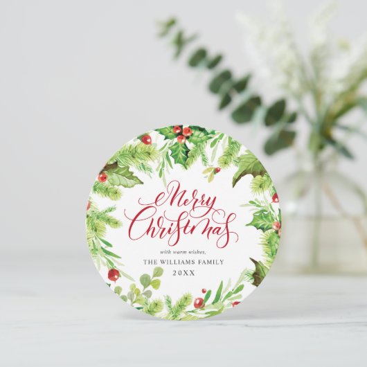 お祭り気分のホーリー ベリー ミストル ティー クリスマス グリーティング (スタンド正面)