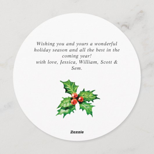 お祭り気分のホーリー ベリー ミストル ティー クリスマス グリーティング (裏面)