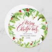 お祭り気分のホーリー ベリー ミストル ティー クリスマス グリーティング (正面/裏面)