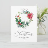 お祭り気分のホーリー・ポインセチアのリース クリスマス・グリーティング シーズンカード (スタンド正面)