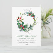お祭り気分のホーリー wreath クリスマス 法人向け 年賀状 (スタンド正面)