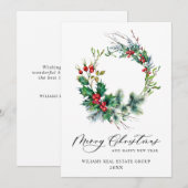 お祭り気分のホーリー wreath クリスマス 法人向け 年賀状 (正面/裏面)
