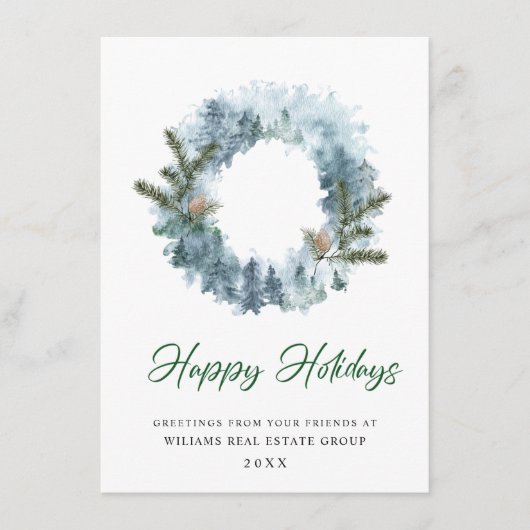 お祭り気分のホーリー wreath クリスマス 法人向け 年賀状 (正面)