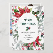 お祭り気分のポインセチアのクリスマスミスルトゥーの写真 シーズンカード (正面/裏面)