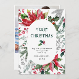 お祭り気分のポインセチアのクリスマスミスルトゥーの写真 シーズンカード