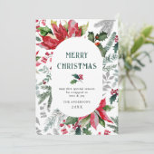 お祭り気分のポインセチアのクリスマスミスルトゥーの写真 シーズンカード (スタンド正面)