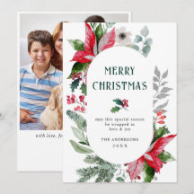 お祭り気分のポインセチアのクリスマスミスルトゥーの写真