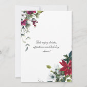 お祭り気分のポインセチア クリスマス ホリデー オープン ハウス 招待状 (裏面)