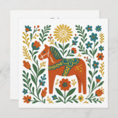 お祭り気分のミッドサマー スウェーデン民俗芸術 招待状 (正面/裏面)