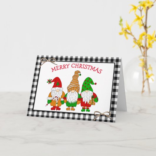 お祭り気分のユーモアあふれる小人のクリスマス カード (黄色い花)