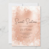 お祭り気分のローズゴールドと白い雪のエレガントでシックなスイート16 招待状 (正面)