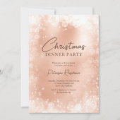 お祭り気分のローズゴールドの白い雪のエレガントなクリスマス 招待状 (正面)