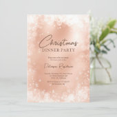 お祭り気分のローズゴールドの白い雪のエレガントなクリスマス 招待状 (スタンド正面)