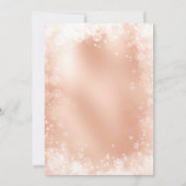 お祭り気分のローズゴールドの白い雪のエレガントなクリスマス 招待状 (裏面)