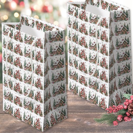 お祭り気分の冬のクリスマス スモールペーパーバッグ