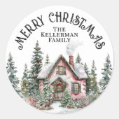 お祭り気分の冬のクリスマス ラウンドシール (正面)