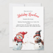 お祭り気分の楽しい雪だるま ホリデー ランチョン 招待状 (正面)