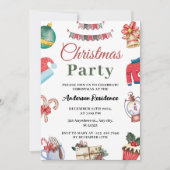 お祭り気分の水彩クリスマスパーティー 招待状 (正面)