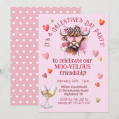 お祭り気分の水彩コックテール ガレンタインズデー 招待状 (正面/裏面)