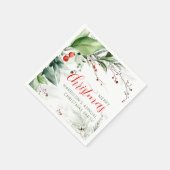 お祭り気分の水彩画のグリーン メリークリスマス スタンダードカクテルナプキン (角)