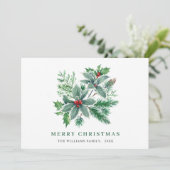 お祭り気分の水彩画のホリーデコレーション クリスマスカード (スタンド正面)