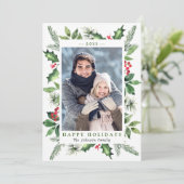 お祭り気分の水彩画のホリーデータのクリスマス写真 シーズンカード (スタンド正面)