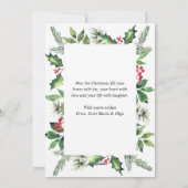 お祭り気分の水彩画のホリーデータのクリスマス写真 シーズンカード (裏面)