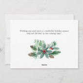 お祭り気分の水彩画のホリーベリーのクリスマスグリーティング シーズンカード (裏面)