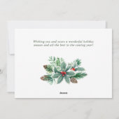 お祭り気分の水彩画のホリーベリーのクリスマスグリーティング シーズンカード (裏面)