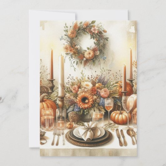 お祭り気分の秋  家族と友人の感謝祭の食事 招待状 (裏面)