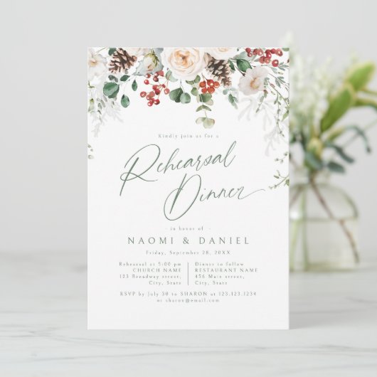 お祭り気分の華やかな冬のウェディング リハーサルディナー 招待状 (スタンド正面)