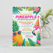 お祭り気分の誕生日パイナップルとフラミンゴのフィエスタ 招待状 (スタンド正面)