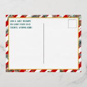 お祭り気分の赤いストライプの松とスプリースの円錐形クラフトホリデー 箔シーズンポストカード (裏面)