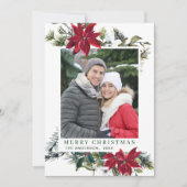 お祭り気分の赤いポインセチアのクリスマスグリーティング2枚組写真 シーズンカード (正面)