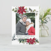 お祭り気分の赤いポインセチアのクリスマスグリーティング2枚組写真 シーズンカード (スタンド正面)