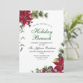 お祭り気分の赤いポインセチアのクリスマスホリデーブランチ 招待状 (スタンド正面)