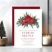 お祭り気分の赤いポインセチアのクリスマス・ブランチ 招待状