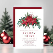 お祭り気分の赤いポインセチアのクリスマス・ブランチ 招待状