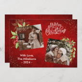お祭り気分の赤い実と緑の木々 クリスマスを祝う写真 シーズンカード (正面/裏面)